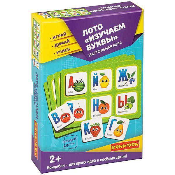 Настольная игра ЛОТО &quot;ИЗУЧАЕМ БУКВЫ&quot; Играй Думай Учись Bondibon, арт. ВВ4869, производитель Bondibon (Бондибон), ISBN 489-5-13605-040-3, № 1