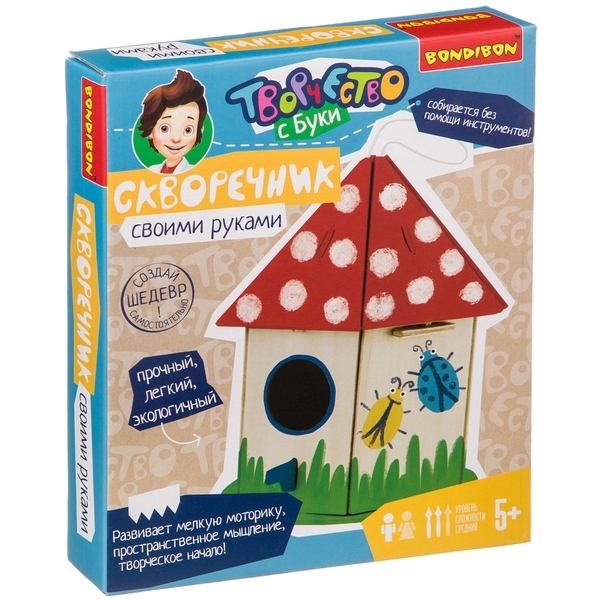 Набор для творчества СКВОРЕЧНИК деревянный с красками Творчество с Буки , арт. ВВ3966, производитель Bondibon (Бондибон), ISBN 489-5-13604-159-3, № 1