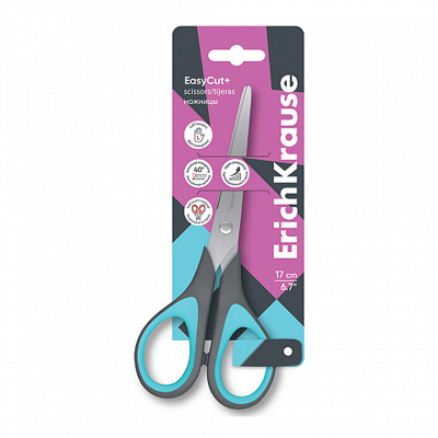 Ножницы для левшей EasyCut+, 17 см, ассорти, арт. 60840, производитель ErichKrause® (Эрих Краузе), ISBN 404-1-48560-840-0№ 1