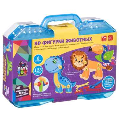 Мозаика для малышей , 3D ФИГУРКИ ЖИВОТНЫХ, с отверткой, в чемоданчике, арт. ВВ4621, производитель Bondibon (Бондибон), ISBN 489-5-13604-616-1№ 2
