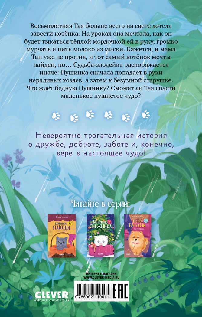 Пушистые истории. Котенок Пушинка ищет дом/Ульева Е., производитель Клевер (Clever) , ISBN 978-5-00211-901-1, № 7