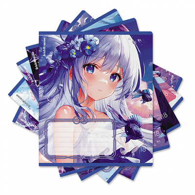 Тетрадь школьная ученическая  Kawaii Whale, 18 листов, линейка_MIX-PACK, арт. 60551, производитель ErichKrause® (Эрих Краузе), ISBN 460-1-92160-551-8№ 1