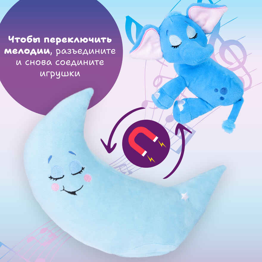 Мягкая интерактивная игрушка для сна Зверюшки-баюшки Слон, арт. 8869, производитель Март, ISBN 840-0-60208-869-7, № 2