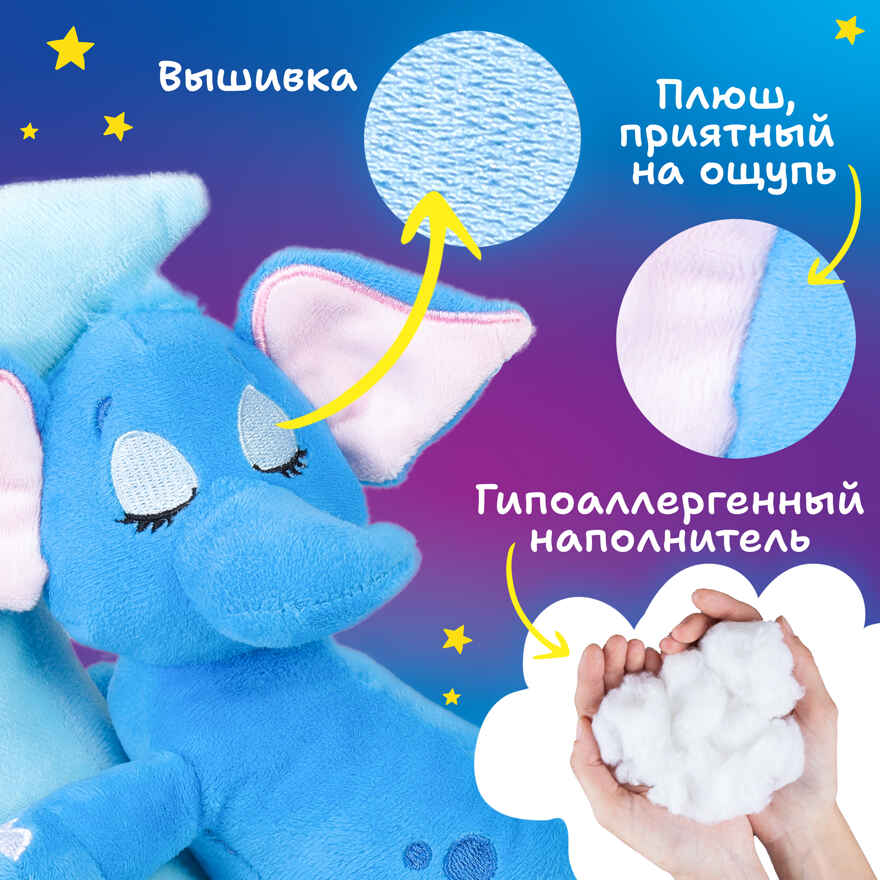 Мягкая интерактивная игрушка для сна Зверюшки-баюшки Слон, арт. 8869, производитель Март, ISBN 840-0-60208-869-7, № 13