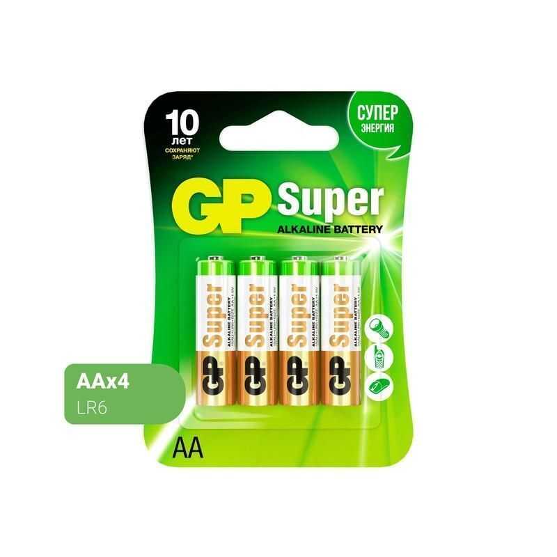 Батарейка GP SUPER LR6 АА алкалин. 1,50 V блистер, арт. 15A-2CR4*, производитель GP (ДжиПи), ISBN 489-1-19900-003-4, № 1