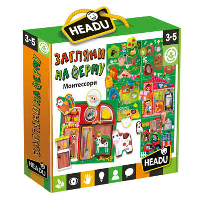 Настольная игра для детей с 3 лет Монтессори &quot;Загляни на ферму&quot;, арт. RU29198, производитель Headu, ISBN 805-9-59142-919-8№ 4