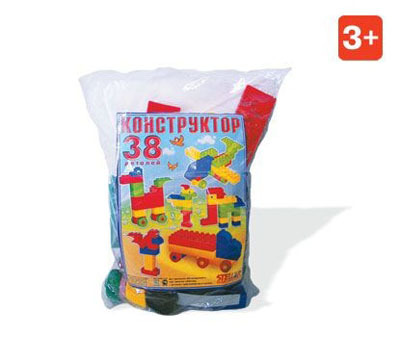 Конструктор Блочный №1 (38 дет. п/п кулек), производитель Стеллар, ISBN 460-7-03827-021-2, № 1