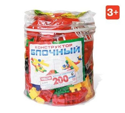 Конструктор Блочный К-200 (200 деталей кулек), производитель Стеллар, ISBN 460-7-03827-132-5, № 1