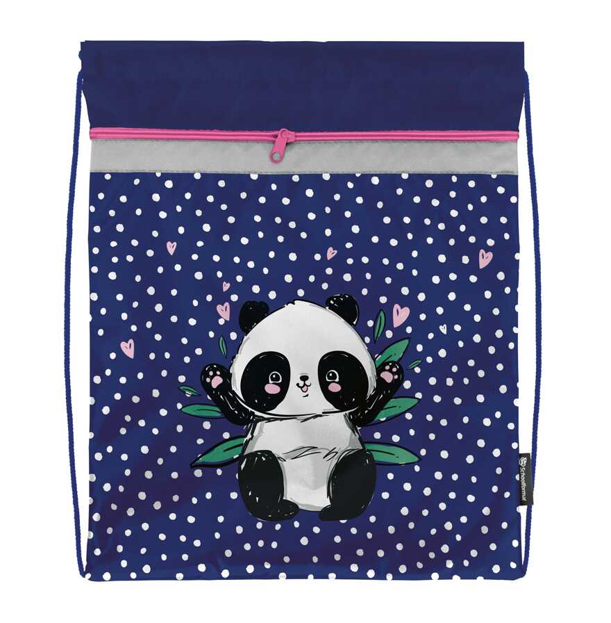 Мешок для обуви PANDASTIC 42х34 см фуксия, 1 отделение с большим карманом на молнии, для девочек, арт. МОМК-ПНС, производитель ФАРМ, ISBN 460-2-72315-992-6, № 1