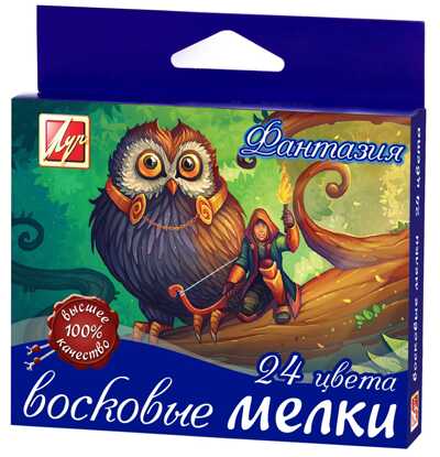 Восковые мелки 24 цвета, на масляной основе ФАНТАЗИЯ круглые, арт. 25С1521-08, производитель Луч, ISBN 460-1-18501-152-0