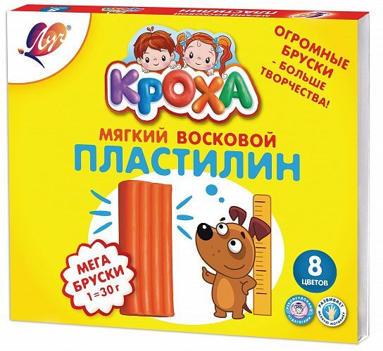 Пластилин ЛУЧ КРОХА МЕГА 8 цв. 280 г со стеком, арт. 29С 1774-08, производитель Луч, ISBN 460-1-18501-564-1, № 1