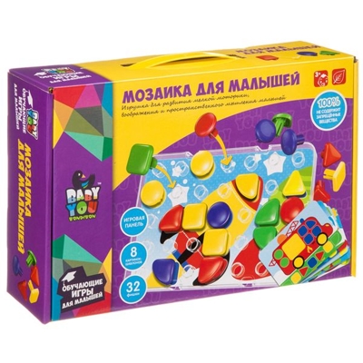 Мозаика для малышей Bondibon,  8 картинок-шаблонов, 32 фишки, BOX, арт.ВВ3745, производитель Bondibon (Бондибон), ISBN 489-5-13603-695-7 № 5