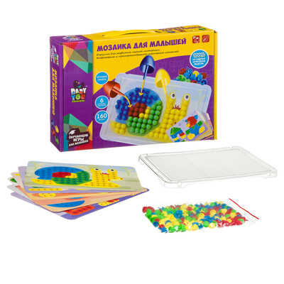 Мозаика для малышей Bondibon, 6 картинок-шаблонов, 160 фишек, BOX, арт.ВВ3747, производитель Bondibon (Бондибон), ISBN 489-5-13603-697-1№ 2