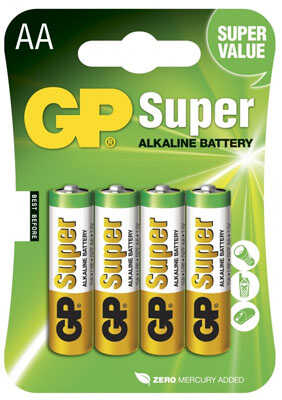 Батарейки GP Super Alkaline Battery AA, 4 штуки, арт. 7151, производитель GP (ДжиПи), ISBN 489-1-19900-056-0№ 1