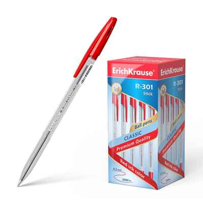 Ручка шариковая R-301 Classic Stick 1.0, цвет чернил красный, арт. 43186, производитель ErichKrause® (Эрих Краузе), ISBN 404-1-48543-186-2№ 1