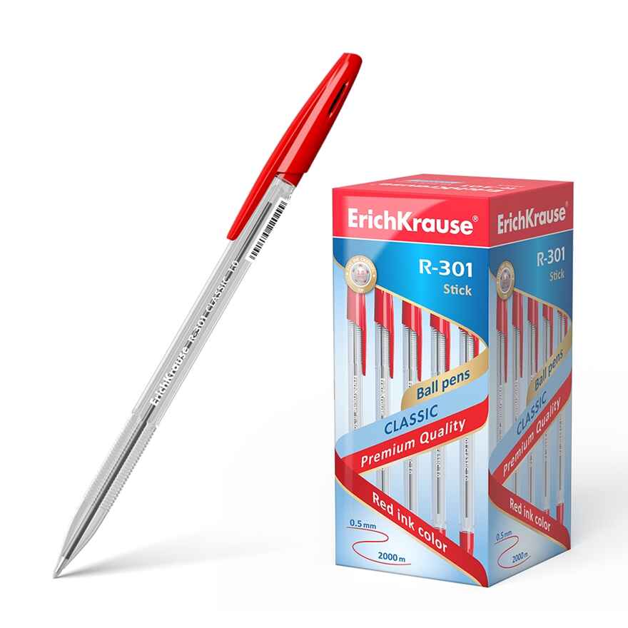 Ручка шариковая R-301 Classic Stick 1.0, цвет чернил красный, арт. 43186, производитель ErichKrause® (Эрих Краузе), ISBN 404-1-48543-186-2, № 1