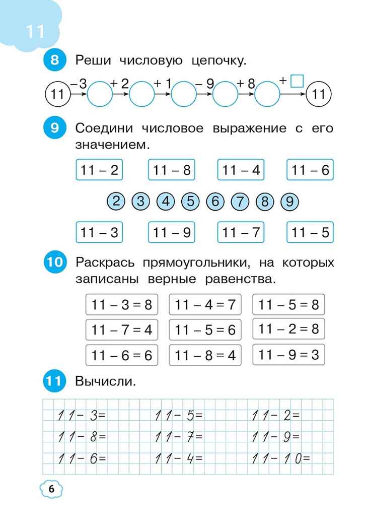 Математика. 1 класс. Тренажер. Сложение и вычитание в пределах 20. НОВЫЙ ФГОС, производитель Издательство "ЛЕГИОН", ISBN 978-5-99662-090-6, № 5