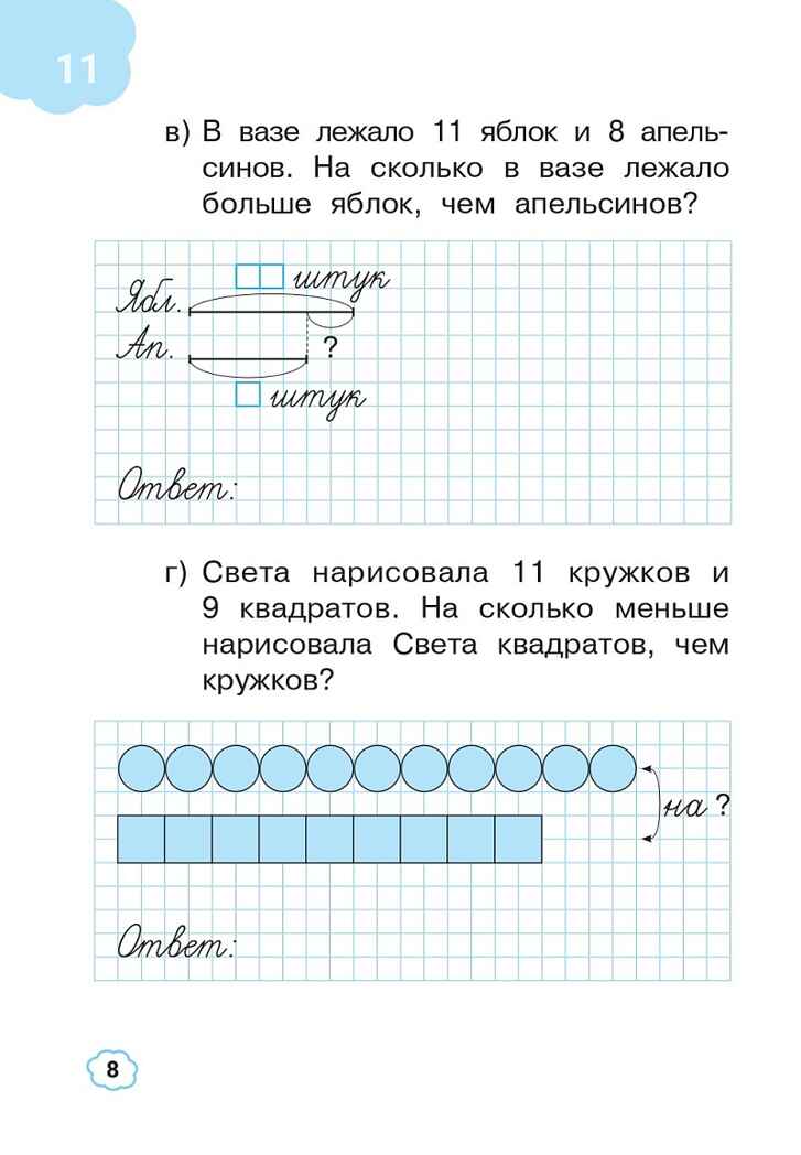Математика. 1 класс. Тренажер. Сложение и вычитание в пределах 20. НОВЫЙ ФГОС, производитель Издательство "ЛЕГИОН", ISBN 978-5-99662-090-6, № 7
