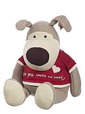 Игрушка серии &quot;Boofle&quot; Собачка сидящая в футболке (надпись: Love you loads and loads!), производитель Paper Island (Пайпэр Айленд), ISBN 501-6-06164-344-0, № 1