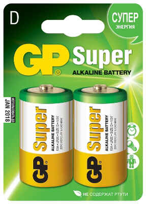 Батарейки GP Super Alkaline Battery 13А, 2 штуки (в блистере), арт. 10287, производитель GP (ДжиПи), ISBN 489-1-19900-051-5№ 1