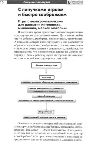 Копилка нескучных проектов: Липучки-залипучки. Конструктор игр для дошкольников из велькро-ленты/ Модель Н.А., производитель Сфера ТЦ , ISBN 978-5-99493-253-7№ 6