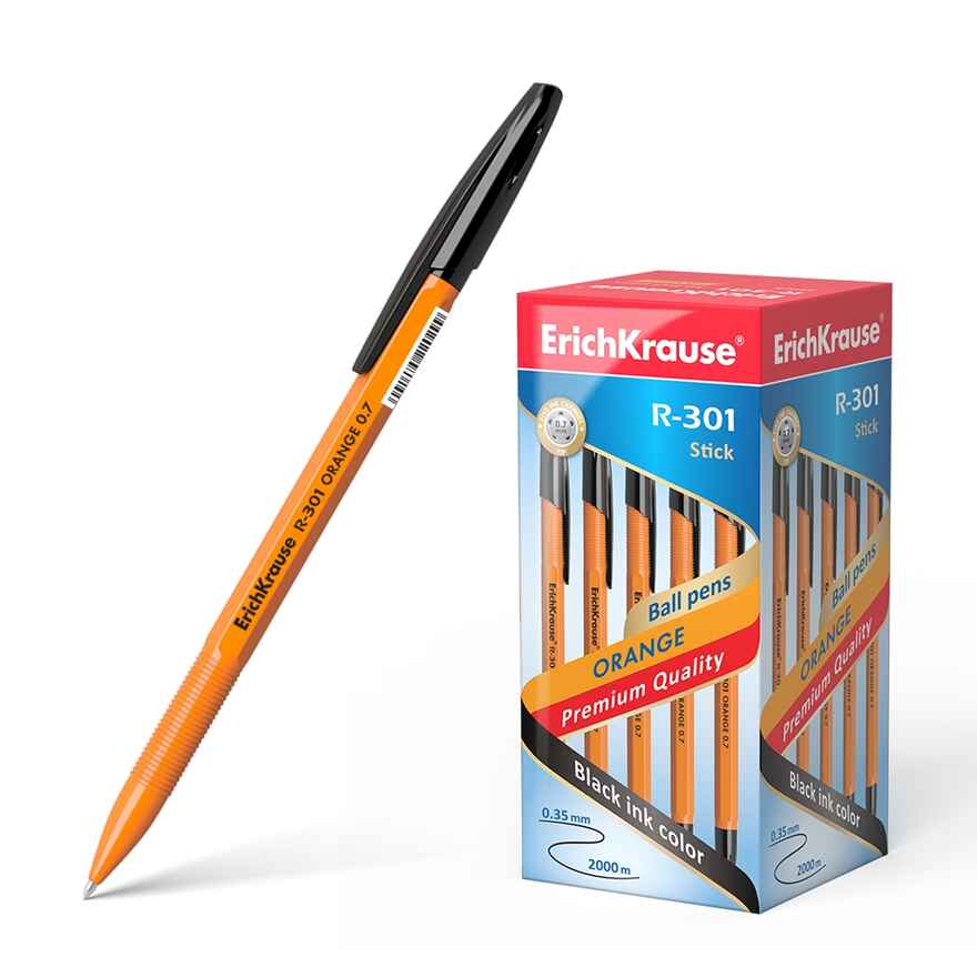 Ручка шариковая R-301 Orange Stick 0.7, цвет чернил черный, арт. 43195, производитель ErichKrause® (Эрих Краузе), ISBN 404-1-48543-195-4, № 1