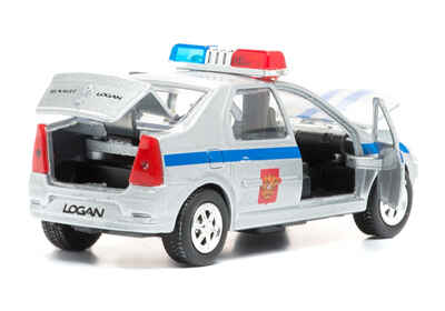 Технопарк Renault Logan Полиция (свет, звук), 1:43, арт. SB-13-21-2, производитель Симбат, ISBN 469-0-59006-594-5№ 2