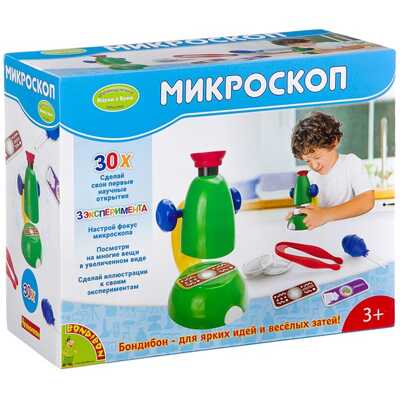 Французские опыты Науки с Буки Bondibon, Микроскоп 30Х, арт. ВВ2390, производитель Bondibon (Бондибон), ISBN 489-5-13602-283-7№ 1