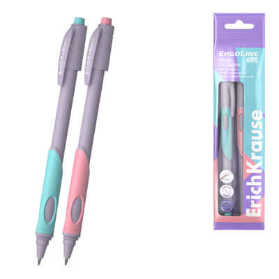 Набор из 2 шариковых ручек ErgoLine® Kids Stick&Grip Pastel 0.5, Super Glide Technology, цвет чернил синий, арт. 62040, производитель ErichKrause® (Эрих Краузе), ISBN 404-1-48562-040-2№ 1