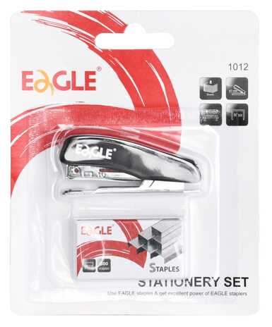 Степлер Eagle Eterna №10 до 10 листов + 500 скоб, пластик, черный, арт. 1012/ч, производитель Eagle (Игл), ISBN 489-3-05501-012-6№ 4