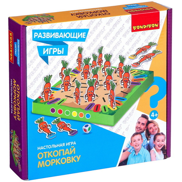 Развивающая настольная игра ОТКОПАЙ МОРКОВКУ , арт. ВВ4473, производитель Bondibon (Бондибон), ISBN 489-5-13604-576-8, № 1